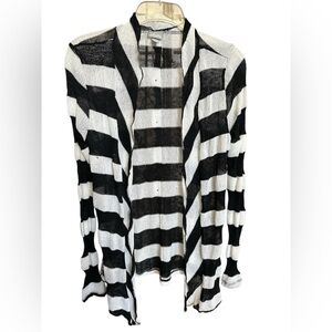 Vanity Black and White Striped Women's Cardigan/Duster.  NWOT SIZE M.